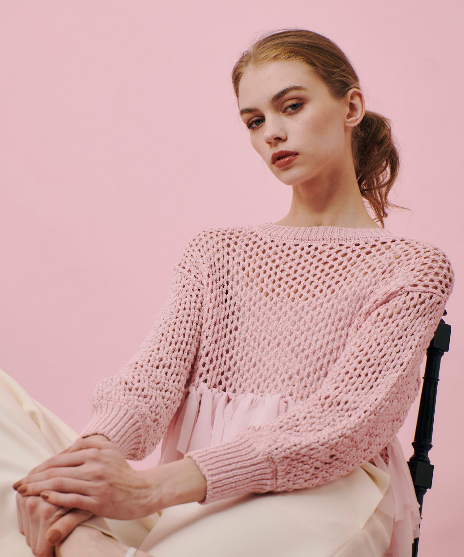 LOULOU WILLOUGHBY】シフォンパピエメッシュプルオーバー
